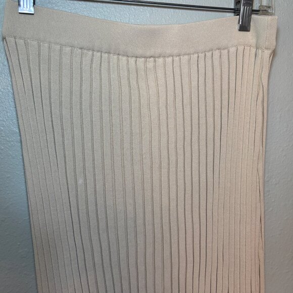 House Of Harlow 1960 Beige Ribbed Knit Maxi Skirt M - Picture 2 of 10